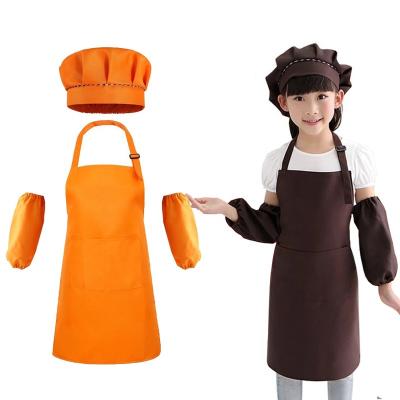 China Kids Apron Kindergarten Art Painting Diy Apron Children Kitchen Apron Hat Sleeve Set for Chef Baker Baking (Set of 3) for sale