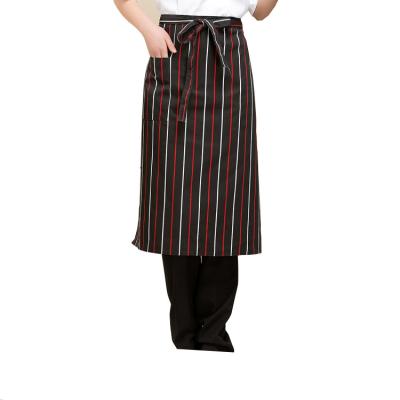 China Bistro Stripe Apron Red White Striped Waist Apron for Cafe, Restaurant, Bar, Cooking for sale