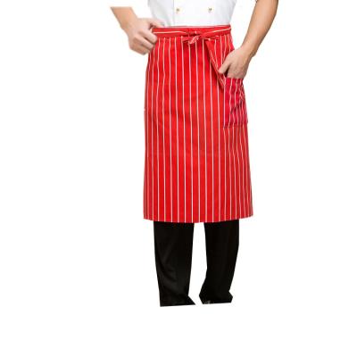 China Bistro Stripe Apron White Striped Waist Apron for Cafe, Restaurant, Bar, Cooking-Red for sale