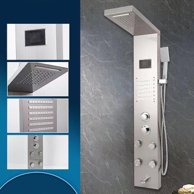 China With Sliding Bar 2022 Hot Selling Wall Mounted Rainfall Shower Panel System Shower Tower Bathroom Shower System With LCD Display for sale