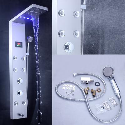 China With Slide Bar Shower Column Panel Wall Mount Massage Jets Para Bathroom Shower Digital Display Shower Head for sale