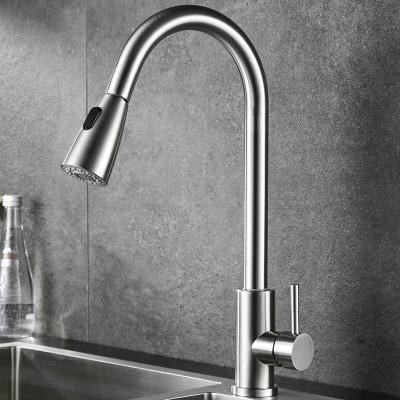 China Pull Out Spray Hot And Cold Water Flexible Hose For Kitchen Sink Faucet 304 Brushed Stainless Steel With Pull Out Spout for sale