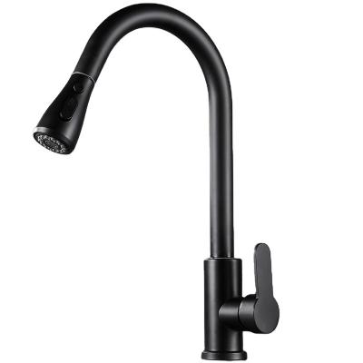 China Pull Out Spray Mixer Tap Matte Black Stainless Steel Sink Faucet Water Purifier Kitchen Faucet Pull Out Kitchen Sink for sale