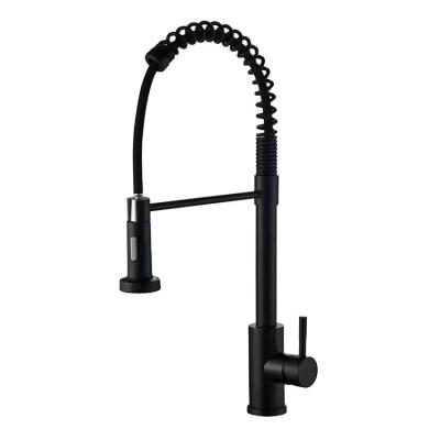 China Pull Out Spray High Quality Matte Black Kitchen Faucet With Single Handle Commercial Pull Out Sprayer Kitchen Faucet for sale