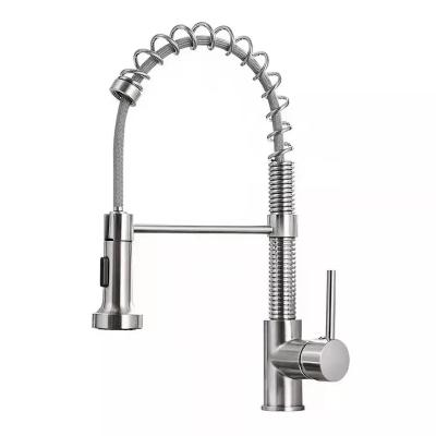 China Pull Out Spray Stainless Steel Brushed Black Pull Down Kitchen Sink Faucets Pull Out Spring Kitchen Faucets for sale