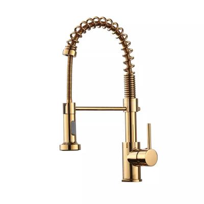 China Hot Selling Multifunction Amazon Spray Faucet Deck-Mounted Gold Rotatable Black LED Pull Out Kitchen Faucet for sale