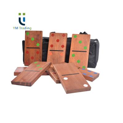 China YUMING Eco-friendly Stain Colorful Wooden Dominoes Dot Printing Series Garden Dominoes Big Game Dominoes for sale