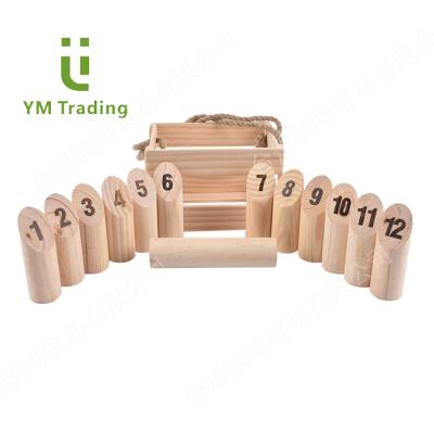 China Hot Stamping Numbers YUMING Viking Bowling Yard Game Eco-Friendly Wooden Bevel Game Kubb Game for sale