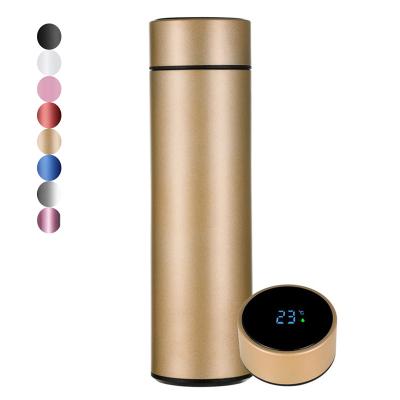 China 500ml Gold Viable Led Temperature Display Remind You To Drink Double Wall Vacuum Insulated Stainless Steel Smart Water Bottle for sale