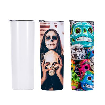 China Sustainable 20oz Wide Mouth Lean Straight White Coated Stainless Steel Sublimation Masks Tumblers 20 oz Mugs With Lid for sale