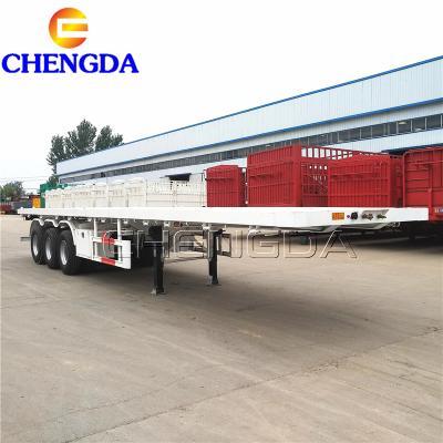 China Truck Trailer New Used 3axles Flat Bed Semi Trailer for sale