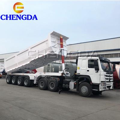 China Truck Trailer 4 Axles 40 Cubic Meter Tandem Tipper Semi Trailer for sale