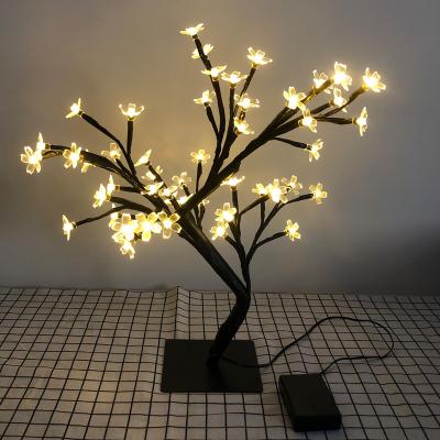 China DIY Shape YISHANG 48 LED Battery Operated Cherry Blossom Artificial Tree For Living Room Bedside Desktop Decoration for sale