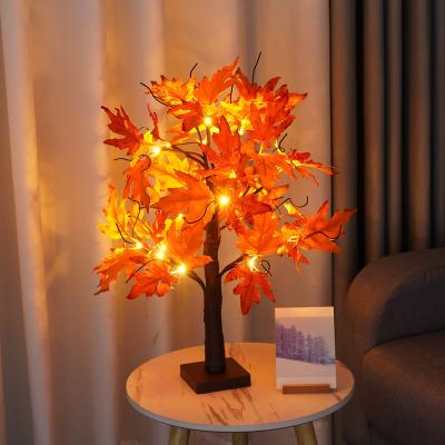 China Artificial Red Maple Tree Lamp Table Lamp LED Artificial Thanksgiving Mother's Day Gift Red Maple Tree Lamp for Indoor Home Decoration for sale