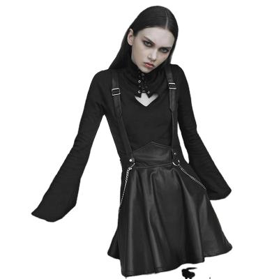 China PUNKRAVE OPQ-463 Fashion Anti-Static Leather Dress Women Casual Strap Dress for sale