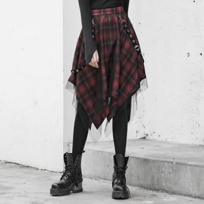 China PRAISE OPQ-482 Fashion Casual Plaid Strap Dress Anti-Static Red PUNKS Skirt Women Plaid Skirt For Young Girl for sale