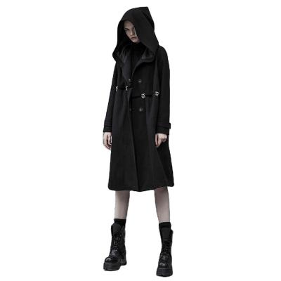 China PUNKRAVE OPY-348 Korea Winter Anti-Shrink Coats With Hat Loose Casual Jacket With Hat Black Coats for sale