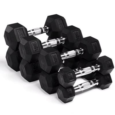 China Durable Wholesale Customized Books Hammer Fix Dumbell Iron Hex Rubber Dumbbell 5lb 10lb 15lb 20lb 25lb 30lb 35lb 40lb 45lb 50lb for sale