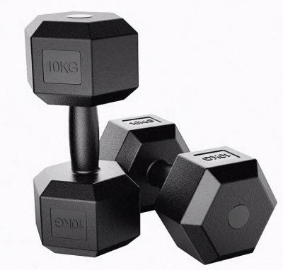 China Wholesale Durable Fitness Hexagonal Rubber Coated Hex Dumbbell Cast Steel Equipment Weight Gym Dumbbells Hex Dumbbell Set for sale