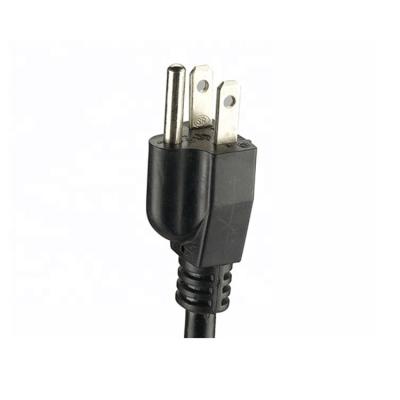 China 125V Home Appliance UL Approval America Canada Standard 3 Fork Extension Electrical Cable NEMA 3 Pin Flat USA Plug Power Cord for sale