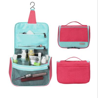 China New Fashion Style Large Capacity Travel Hook Storage Simple Portable Korean Polyester Cosmetic Bag Cosmetic Bag for sale