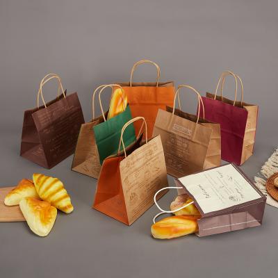 China Wholesale Recyclable Colrful Take Away Paper Bags Brown Kraft Paper Food Bag Fashion Shopping Bag With Letter Customized Print for sale