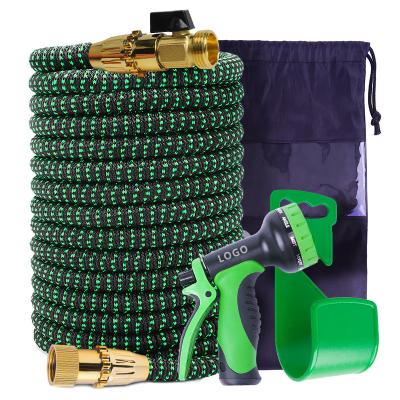 China Adjustable Strength Canvas Cover 50FT Extra Durable 3 Layers Latex Expandable Garden Hose With 8 Function Spout for sale