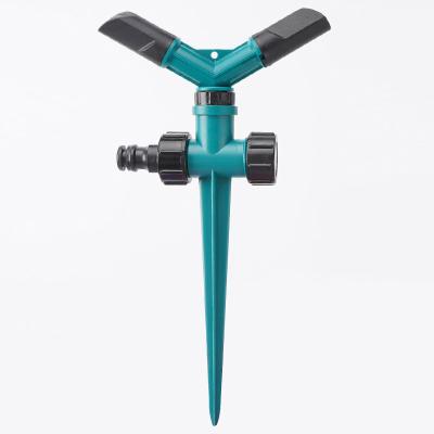 China Easily Install 360 Degree Rotary Lawn ABS Base Impulse Watering Sprinklers With Step Spike, 2 Arm Style Plastic Water Sprinkler For Garden for sale