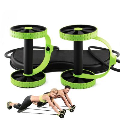 China Portable Professional Safe Elastic Abdominal Wheel Roller Mutil-function Double Wheels Abdominal Trainer Exercise Fitness for sale