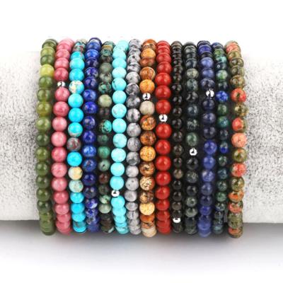 China Cute High Quality Natural Semi-precious Stone 4mm 925 Sterling Silver Beads Elastic Bracelet For Women for sale