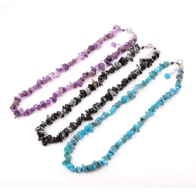 China Natural Gemstone Choker Necklace Women Lobster Clasp Chips Necklace Jewelry Stainless Steel Stone CLASSIC Length 40cm for sale