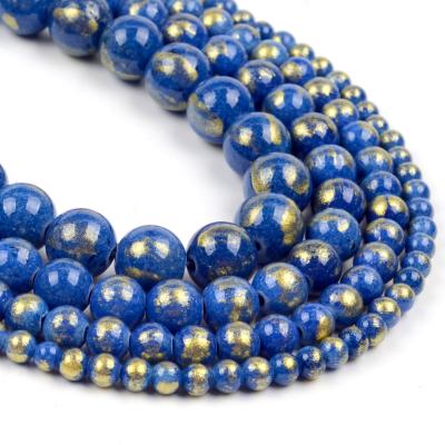 China Wholesale natural stone stone black/pink/yellow/purple/gold color green/blue jades round loose beads for jewelry making for sale