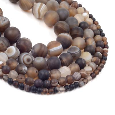 China Natural Matte Stripe Line Coffee Agate Stone Onyx Beads For Jewelry Making 4 6 8 10mm Round DIY Loose Beads for sale