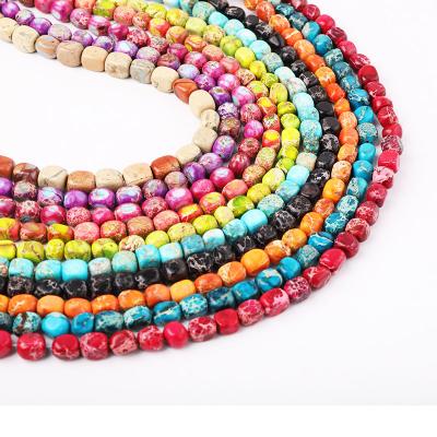 China Wholesale 5*8MM Irregular Natural Colorful Stone Stone Sea Drop Imperial Jasper Stone Beads Bracelet Necklace Making For Jewelry for sale