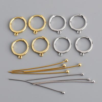 China Cute Hot Selling High Quality Gold and White Gold 925 Sterling Silver Circle Earring Women Diy Accessories Fittings for sale