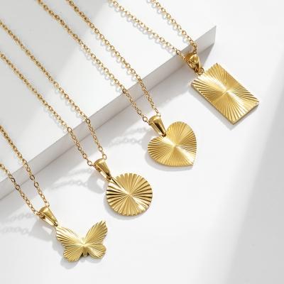 China New Design Stainless Steel Butterfly CLASSIC Titanium Heart Square Dangle Women Fashion Choker Necklace for sale