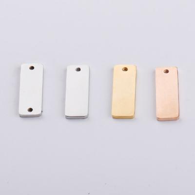 China High Quality Shiny Polish Square Charm Logo Stainless Steel Pendant Custom Accessories Fittings MP011 for sale