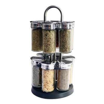 China BB045 Kitchen Tool Double-Layer Spice Rack Box Kitchen Seasoning Bottle Stocked Rotatable Seasoning Set for sale