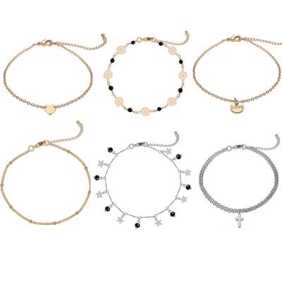 China Environmental Protection Wholesale OEM/ODM Rose Gold Plated Stainless Steel Heart Women Anklet Chain Sets for sale