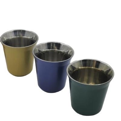 China DD031 Double Layer Jigger Bar Cup High Quality Double Layer Wine Cups Stainless Steel Small Vacuum Stocked Mini Coffee Tass for sale