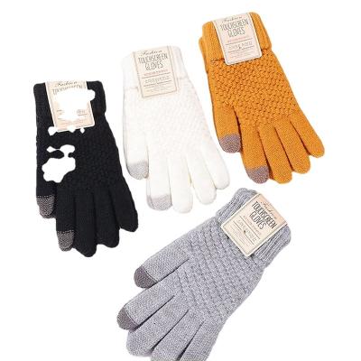 China Warm winter durable women's touch-saver knit sleeves with plush and fashion thickened Korean acrylic outdoor mount sleeves for sale