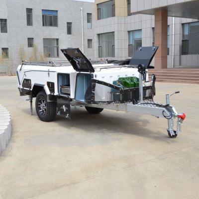 China Rear Folding Travel Trailer Rongcheng Fiberglass Camping Trailer LH-CPT-04F for sale