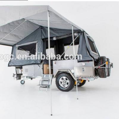 China Heavy Duty Travel Trailer Off Road Hot Dipped Galvanized Camper Trailers With Carancn Tent for sale