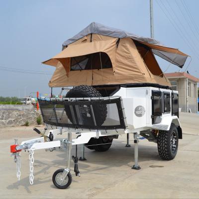 China Rongcheng Longhe mobile camper trailer mobile trailer with roof tent for sale