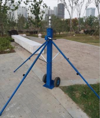 China antenna mast  winch up 3--15m telescopic mast 4 legs tripod stand 15kg looad 2mm wall aluminum tube mast for sale