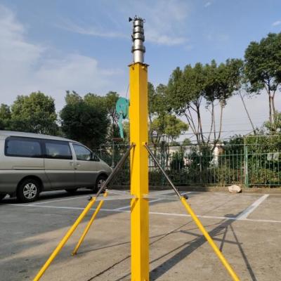 China 30ft 9m hand winch up vehicle mast telescoping antenna mast with steel plate stand portable for sale