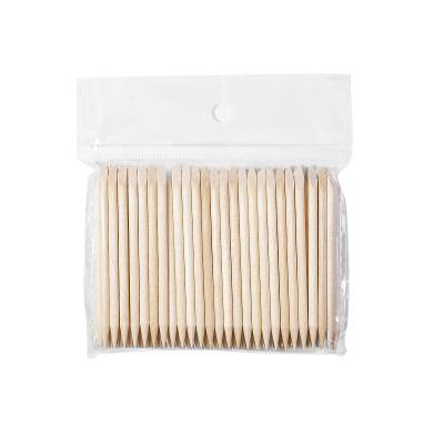 China Disposable Wooden Cuticle Pusher 100pcs Disposable Wooden Cuticle Pusher Remover Pedicure Tools Double Sided Orange Wood Stick for Nails for sale