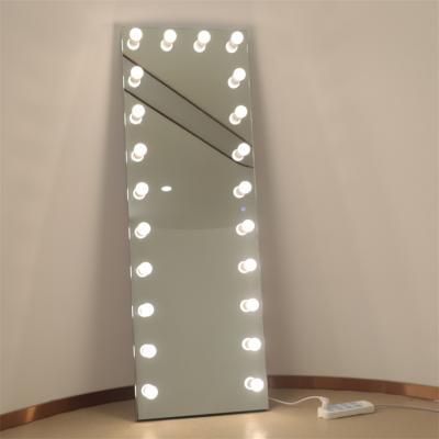 China 22pcs lighted led bulbs howllywood vanity dressing full body length mirror with lights for sale