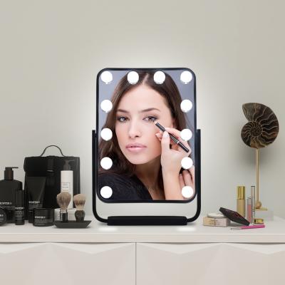 China Metal Touch Sensor 3 Color Lights Dressing Table Hollywood Vanity Mirror Lighted Makeup for sale