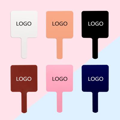 China Custom Wholesale Custom Square Handheld Travel Logo Beauty Maker Mini Hand Mirror Handle for sale